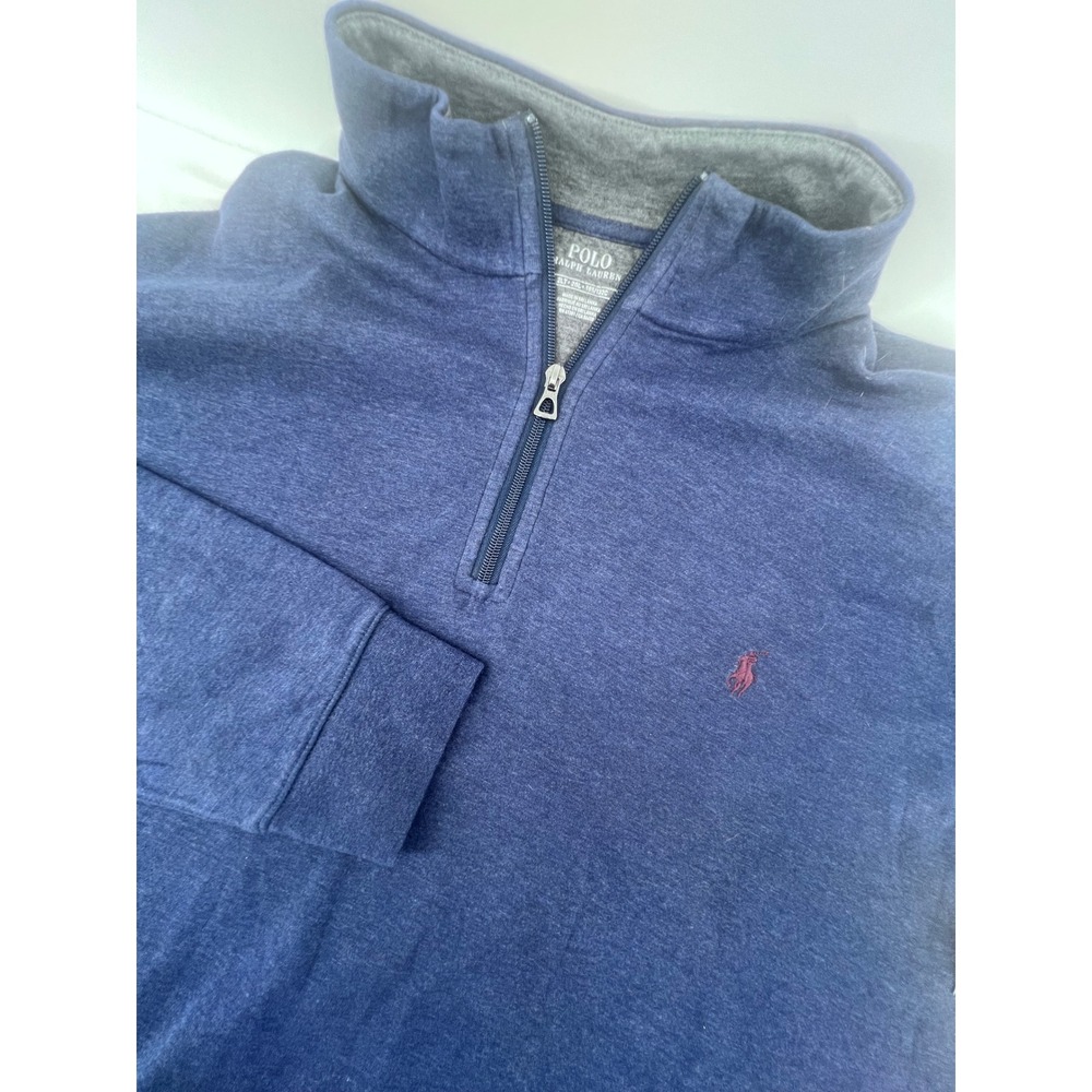 Polo Ralph Lauren Mens 2LT Spring Navy Heathered Quarter Zip Pullover NWT